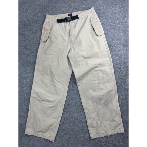 VNTG Tommy Hilfiger Jeans Pants Men's 34x32 Khakis Wide Leg Belted Mesh Pockets - Picture 1 of 12